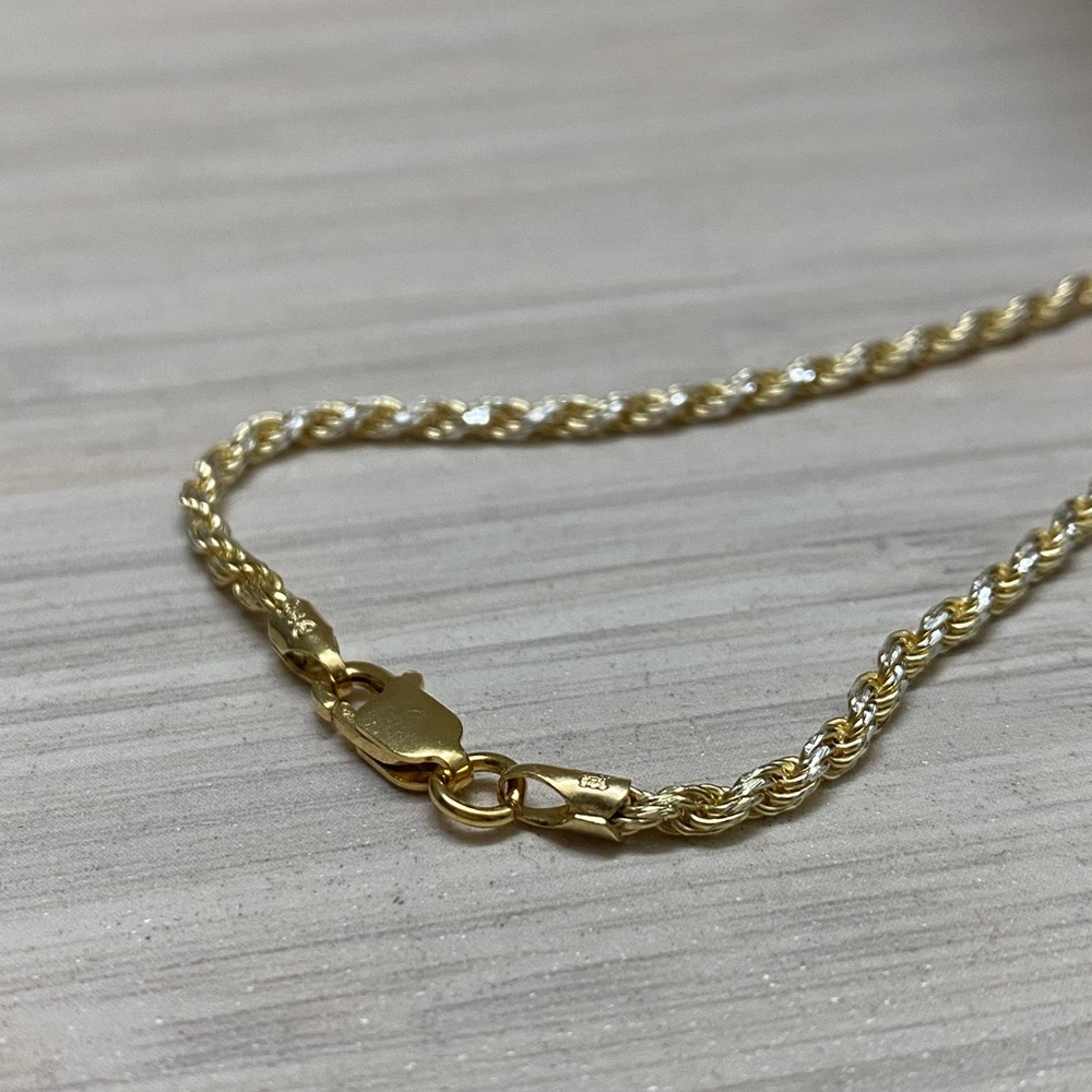 14K Gold Rope Chain •  Rope Chain • Real Silver • Men Chain 22” - Picture 8 of 11